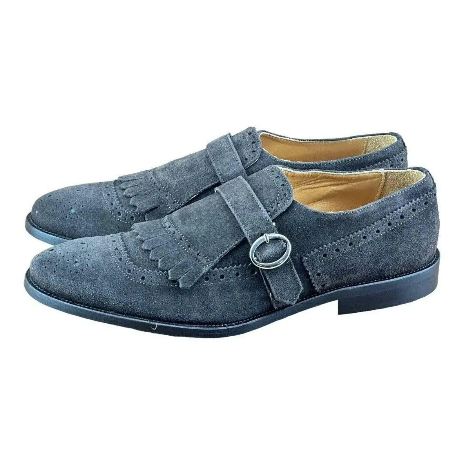 Testoni Bologna Suede Dark Brown Loafers Oxfords buckle 