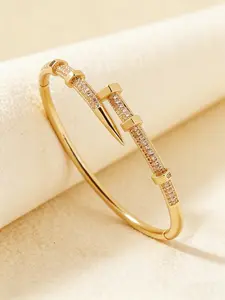 [Fashion Copper Nail Bracelet] 1pcs Fashion Copper Nail Bracelet with 3A Zirconia | Classic Everyday Jewelry, Women's Bangles, Fashionable Bangles, Holiday Gifts for Friends