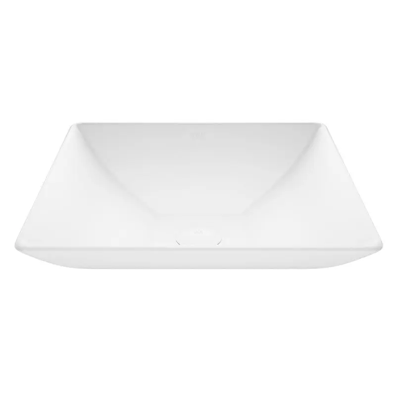 Hibiscus Matte Stone™ Vessel Sink – Matte White Composite, Square Above-Counter Design, Scratch Resistant, ADA & cUPC Certified