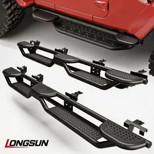 Longsun Carbon Steel Running Boards - Nerf Bars Side Steps Rock Sliders for 2020-2026 JEEP GLADIATOR JT (4-Door) Full Size Truck