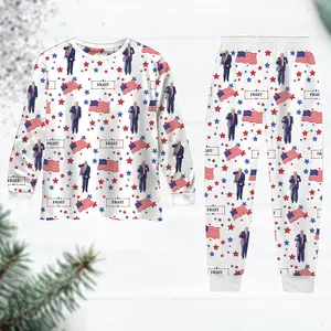 Trump Dance Christmas Pajamas, Trump Fight Fight Fight Christmas Pajamas Set