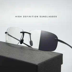 Rimless Ultra-Light Polarized Sunglasses for Men and Women, Sleek Stylish Shades for Driving, Fishing, Outdoor Sports, UV400 Protection Comfort Fit