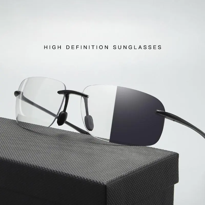 Unisex Rimless Ultra-Light Nylon Polarized Sunglasses - Anti-UV Polarized, Broad Spectrum UV400 Protection, Comfort Fit, Everyday Carry Shades for Driving, Outdoor Sports, Anti-Uv Polarized Men's Sunglasses, Broad Spectrum Uv Protection Men's Sunglasses