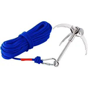 Grappling Hook Stainless Steel Claw Carabiner for Camping Hiking Tree Grabbing and Water Lifting Salvage