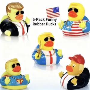 Funny Donald Trump  Rubber Ducks  Set– Jeep Ducks Car Dashboard Decor Set with Sunglasses & Gold Chain – Novelty Party Gift Car Accessories