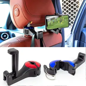 360° Rotating Car Seat Back Hooks with Phone Holder - Versatile Headrest Hanger for Clothes, Umbrellas & More - Essential Auto Supplies for Organized Travel