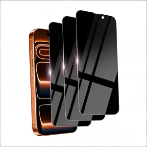 3pcs Piece Privacy Ceramic Screen Protectors, Compatible with iPhone 17 Pro Max/16e/15 Plus/14/13 Mini/12/11/16 Pro Max, Anti-Fingerprint, Scratch-Resistant