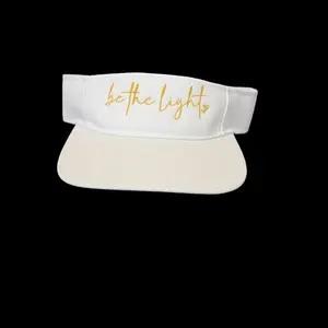 Yellow Embroidered Visor, "Be the Light" Themed Sun Protection Headwear