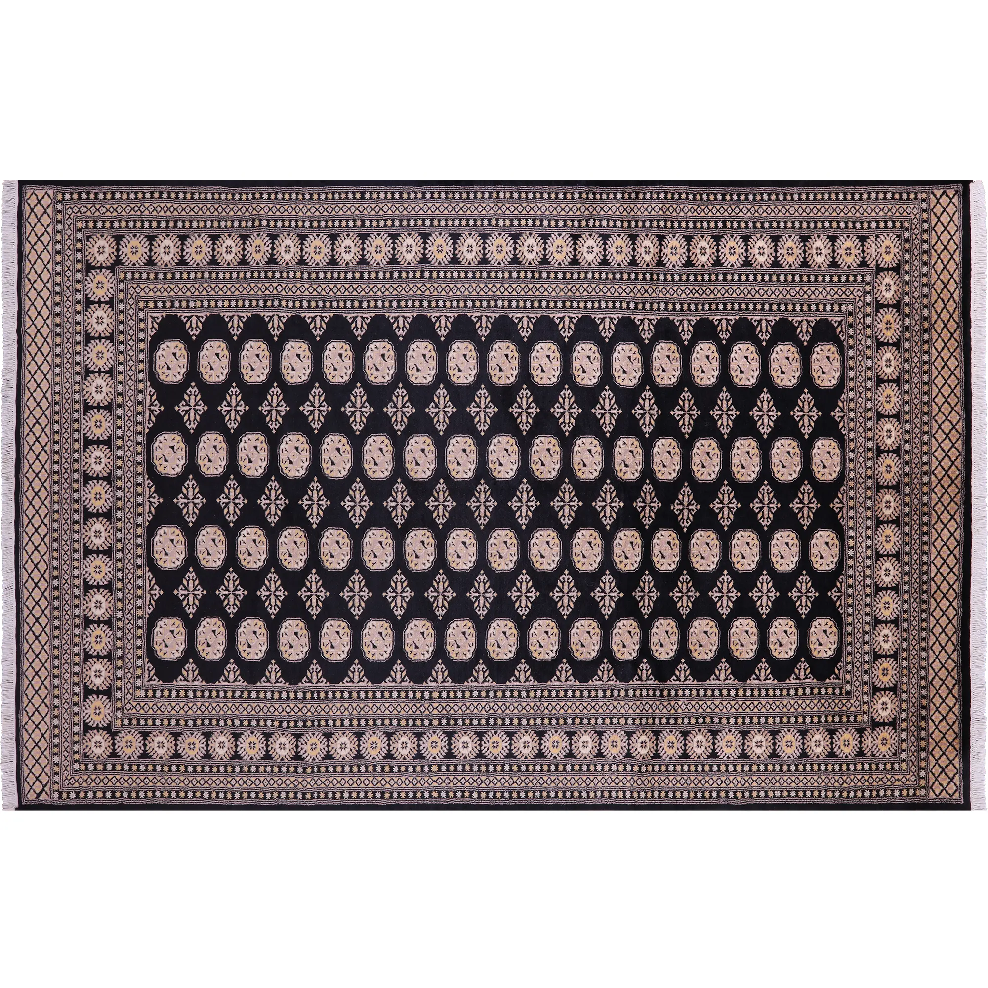Black 6' 8" X 10' 2" Silky Bokhara Handmade Wool Rug - Q23785