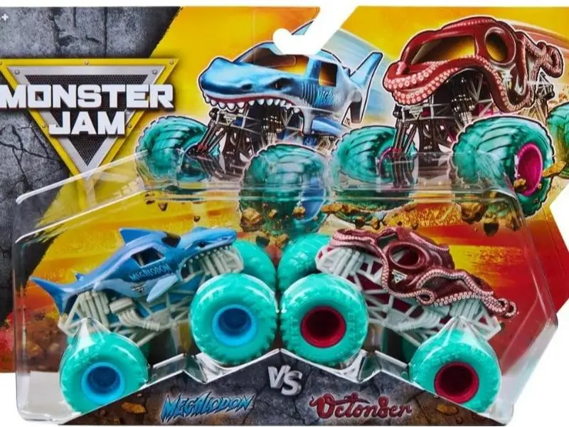 Monster Jam, Megalodon Vs. Octon8r Die-Cast Monster Trucks, 1:64 Scale, Kids Toys for Boys Ages 3 and up