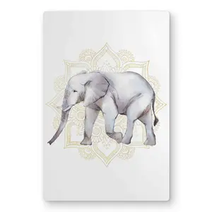 212 MAIN Vibrant Aluminium Bohemian Metal Print Wall Art - 12x18 in. Nature-Infused Elephant-on-Mandalas Artwork, Artistic Home Decor for Decor Enthusiasts