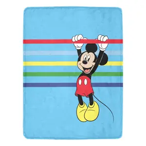 DISNEY CLASSIC Mickey Mouse Throw Blanket - Super Soft & Cozy Stripes Fleece Bedding