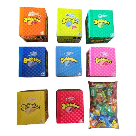 Bubbaloo Chewing Gum - Fresa, Yerbabuena, Tutti Frutti, Plátano, Mora Azul, Menta - 47 Individually Wrapped Pieces in Assorted Flavors