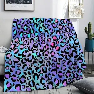 Colorful Leopard Print Flannel Blanket, Soft Warm Throw Blanket, Air-Conditioned Room Blanket, Warm Nap Blanket For Home & Office