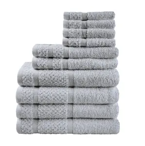 10 Piece Bath Towel Set with Upgraded Softness & Durability, Thinness and Lightness Cotton Lightweight