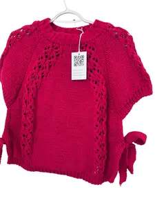 Women's Pink Lace Accent Side-Tie Knit Sweater - Womenswear, Knitwear