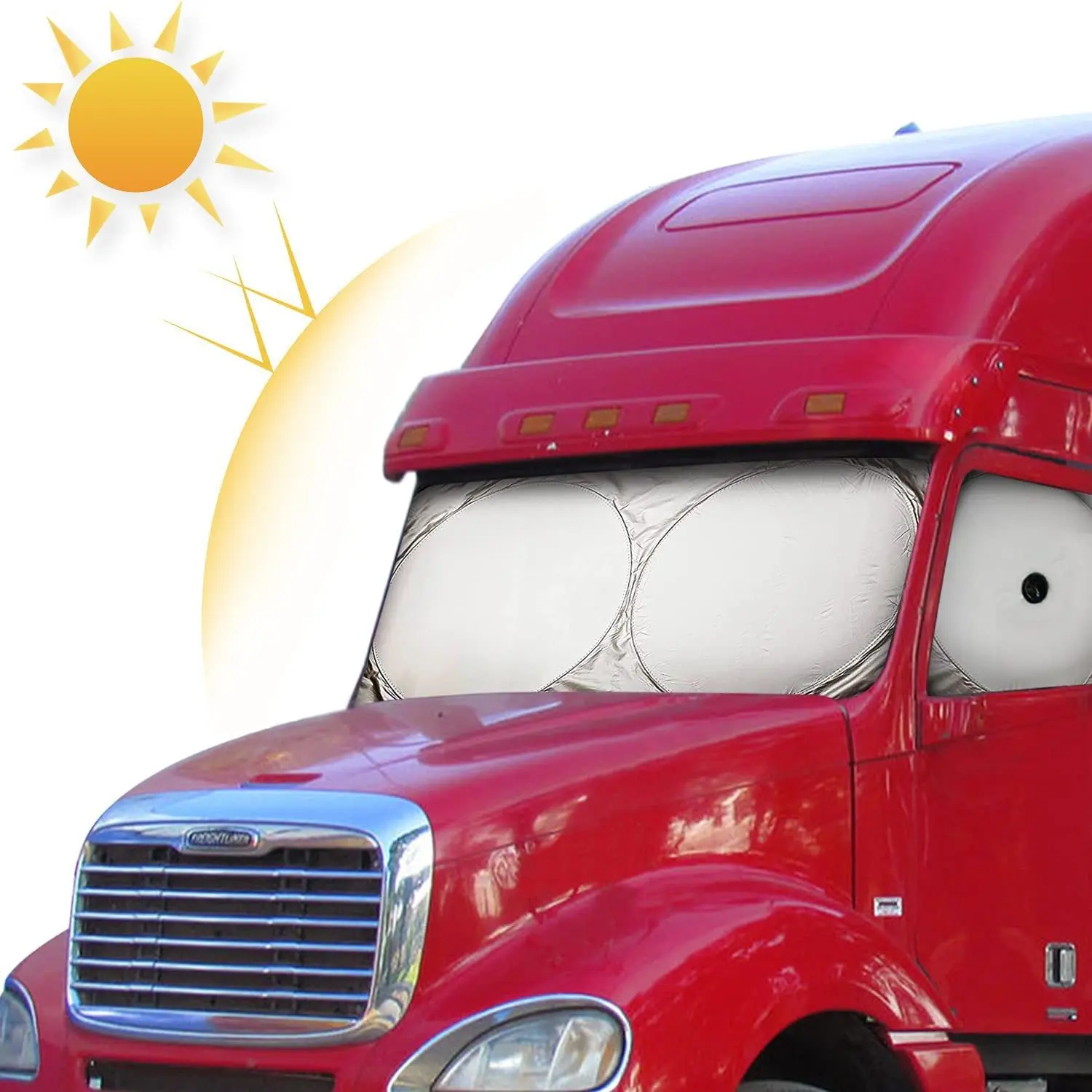 1pc Large Truck Front Windshield Interior, Summer Universal Foldable Car Interior Sunshade, Heat Insulation Sunscreen Curtain, Collapsible Window Sunshade, Car Sun Shades, Portable Car Sunshade, Front Window Sun Shade For Car, Car Sunshades For Windshield