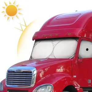 1pc Large Truck Front Windshield Interior, Summer Universal Foldable Car Interior Sunshade, Heat Insulation Sunscreen Curtain, Collapsible Window Sunshade, Car Sun Shades, Portable Car Sunshade