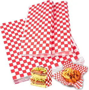 115pcs Deli Paper Sheets - 12x12" Sandwich Wrapping Paper, Checkered Wax Paper, Premium Grease Resistant Food Basket Liners