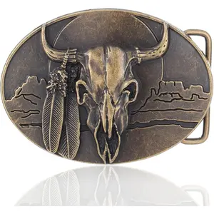 Turquoise Belt Buckle for Men Western Texas Longhorn Bull Belt Buckle American Cowboy Rodeo Belt Buckles for Women