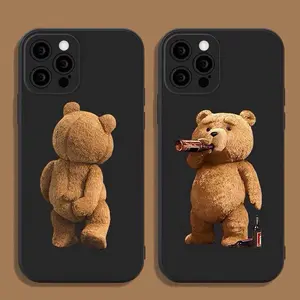 Cartoon Cute Bear Pattern Phone Case, Anti-drop Decorative Phone Protector Cover, Phone Accessories Compatible with iPhone 16 15 14 13 12 11 Pro Max 14 15 16 Plus 16E and X X/XS Max.