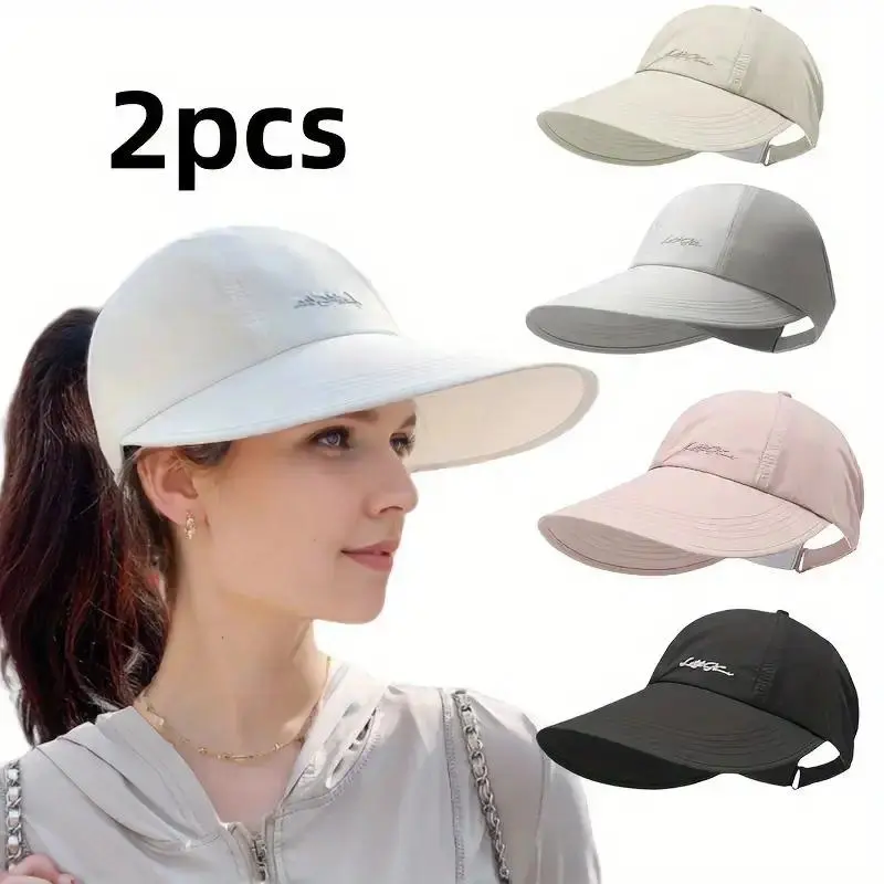 Universal Outdoor Headwear, 2-Pack Unisex UPF Rated Wide Brim Baseball Caps, Lightweight Adjustable One-Size Sun Hat, Decorative Bag Accessory For Mountaineering, Sports Travel & Daily Casual Wear