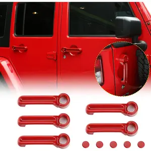 Door Handle Covers Tailgate Handle Covers Exterior Accessories for 2007-2018 Jeep Wrangler JK JKU / 2008-2012 Jeep Liberty / 2007-2011 Dodge Nitro, Red