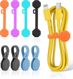 8PCS Silicone Magnetic Cable Ties & Clips – Reusable Cord Organizer, Magnet Cable Holder for Phone Cords, Bookmarks, Whiteboards & Fridge