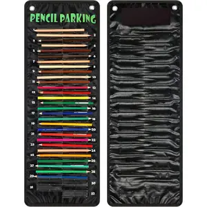 Pencil Parking Pocket Chart Pencil Dispenser Organizer Holder Nylon Fabric with Grommets and Magnetic Strip for Kids Teachers Classroom School Storage Supplies(Basic)