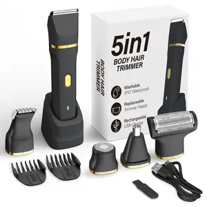 KINGTEE 5-in-1 Electric Bikini Trimmer for Women – IPX7 Waterproof Shaver, Cordless Shaver with Replaceable Ceramic Blade Head, Electric Razors for Women,USB-C Rechargeable, Painless Hair Removal Kit (Black)