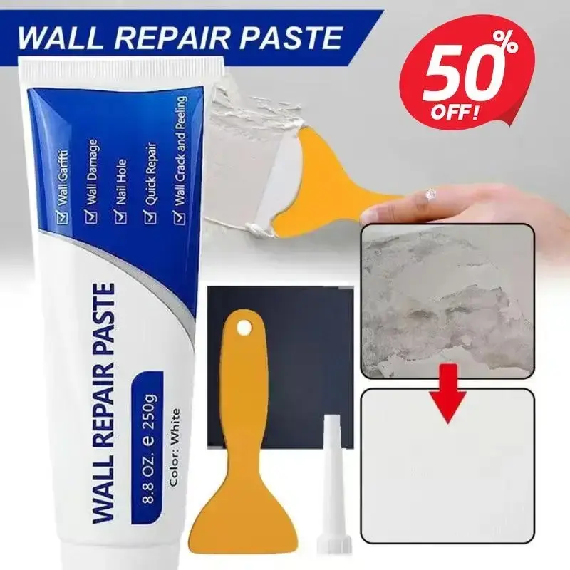 Home Wall Repair Drywall Patch Kit with 250g Quick-Drying Wall Mending Agent, Heavy-Duty Concrete Sealant, Waterproof Adhesive Caulk, Self-Adhesive Paste, Repair Kit