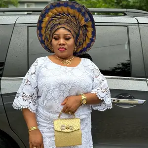 African Customized 2 Piece Lace Set Iro & Buba Traditional Wear for Women Versatile for Cultural Events & Daily Use - Casual