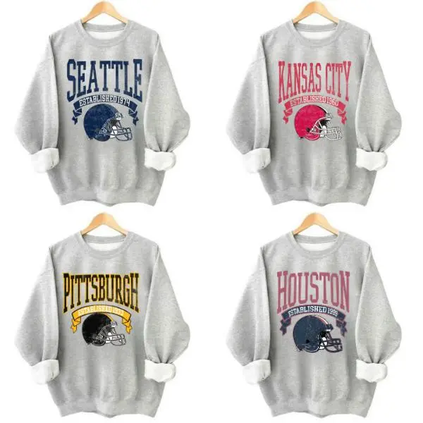 Vintage All Team Football Sweatshirt, Graphic Tees for Football Fans Ash Grey Shirt Unisex Sweatshirt Packers Sweatshirt