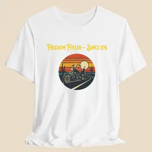 Women's Soft Short-Sleeve Cotton Round Neck T-Shirt - Automotive-Themed Freedom Fueled Desert Ride Style, Bella+3001 Lady Fit, Premium Fabric Casual Everyday Top