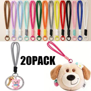 20 Pack Braided Nylon Wrist Keychain Lanyard Set, 20 Assorted Colors Short Wristlet Strap with Metal Ring, Anti-Loss Key Holder for Car Keys, DIY Charms, ID Badges, Men Women Daily Travel Outdoor Use