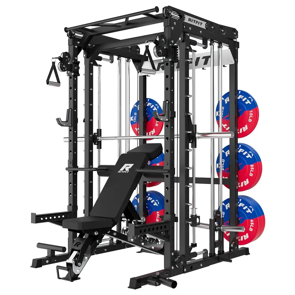 Black M2 3D with bench and 370lb patriotic plates
