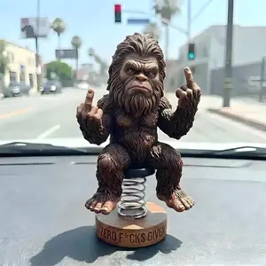 Funny Bigfoot Bobblehead, Zero Fucks Given Dashboard Ornament, Novelty Middle Finger Figurine, Humorous Car Decoration, Perfect Gift, Car Dashboard Decorations