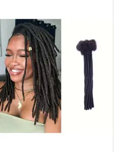 10pcs Stands Pack Brazilian Remy Human Hair Dreadlock Extensions, Natural Kinky Curly Locs, 4-16 Inch Lengths, for African American Women