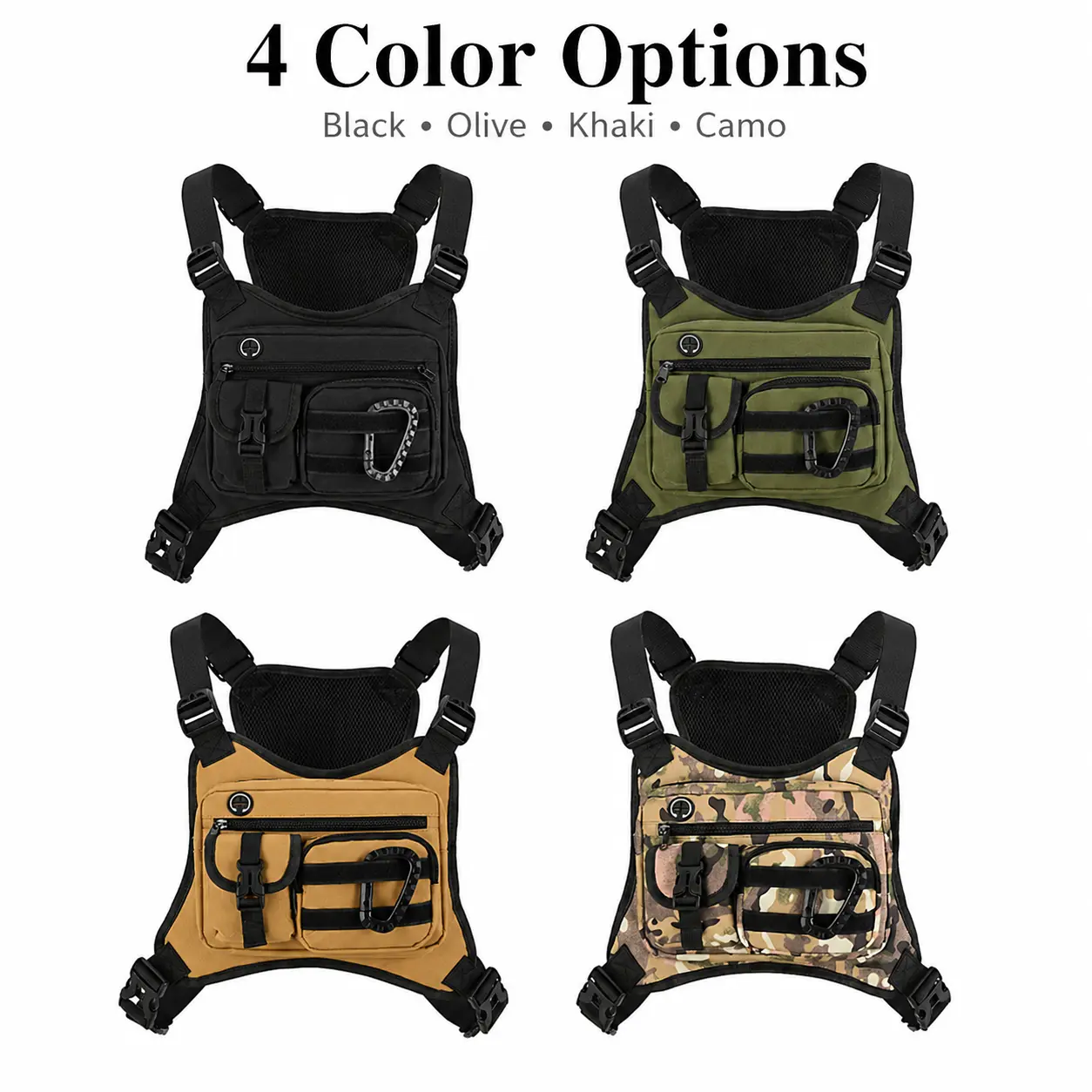 Men'S Tactical Chest Bag, Running Double Shoulder Backpack, Multifunctional Vest Strap, Tactical Vest, Waterproof And Wear-Resistant