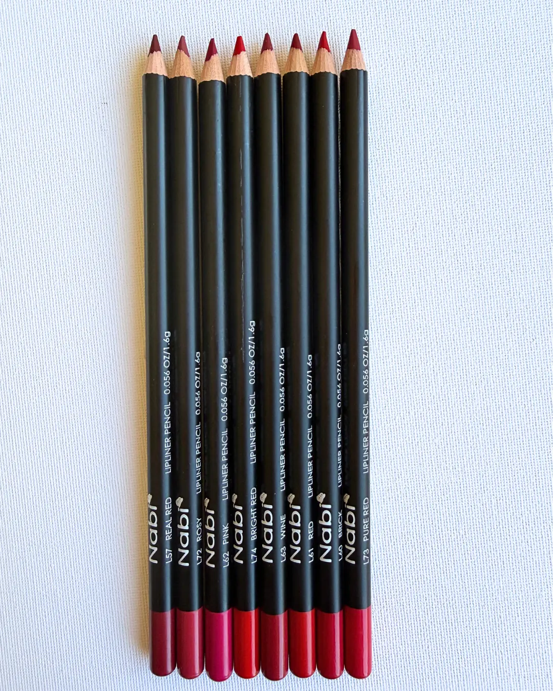 Nabi Red Lip Liner Pencil Set – 8 Creamy Red Shades, High Pigment, 7.5 in, Long-lasting, Smudge-resistant Formula, Perfect for Precision Lip Contouring