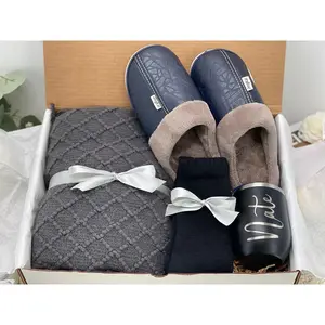 Cozy Happy Hoolidays Hygge Christmas Gift Box For Men With Blanket Slippers