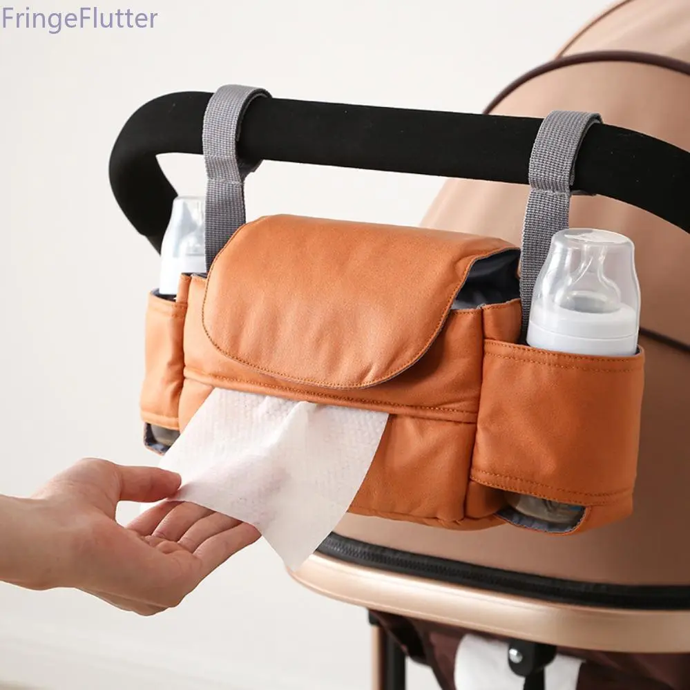 FringeFlutter Mom's Essential Diaper Stroller Organizer Bag - Frame-Mounted Universal Hanging Caddy, Multi-Compartment Water-Resistant Functional Travel Pouch with Built-In Organizer for Baby Strollers, Car Seats (Sports & Outdoor Accessory)