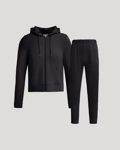 True Classic Women’s Crop Zip Hoodie & Relaxed Jogger Set – Ultra-Soft Modal-Cotton Fleece 2-Piece Loungewear