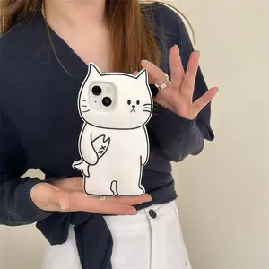 Cute Cat Pattern Phone Case, Silicone Phone Protective Cover, Phone Accessory Compatible with iPhone 12 13 14 15 16 Pro Max, Casing