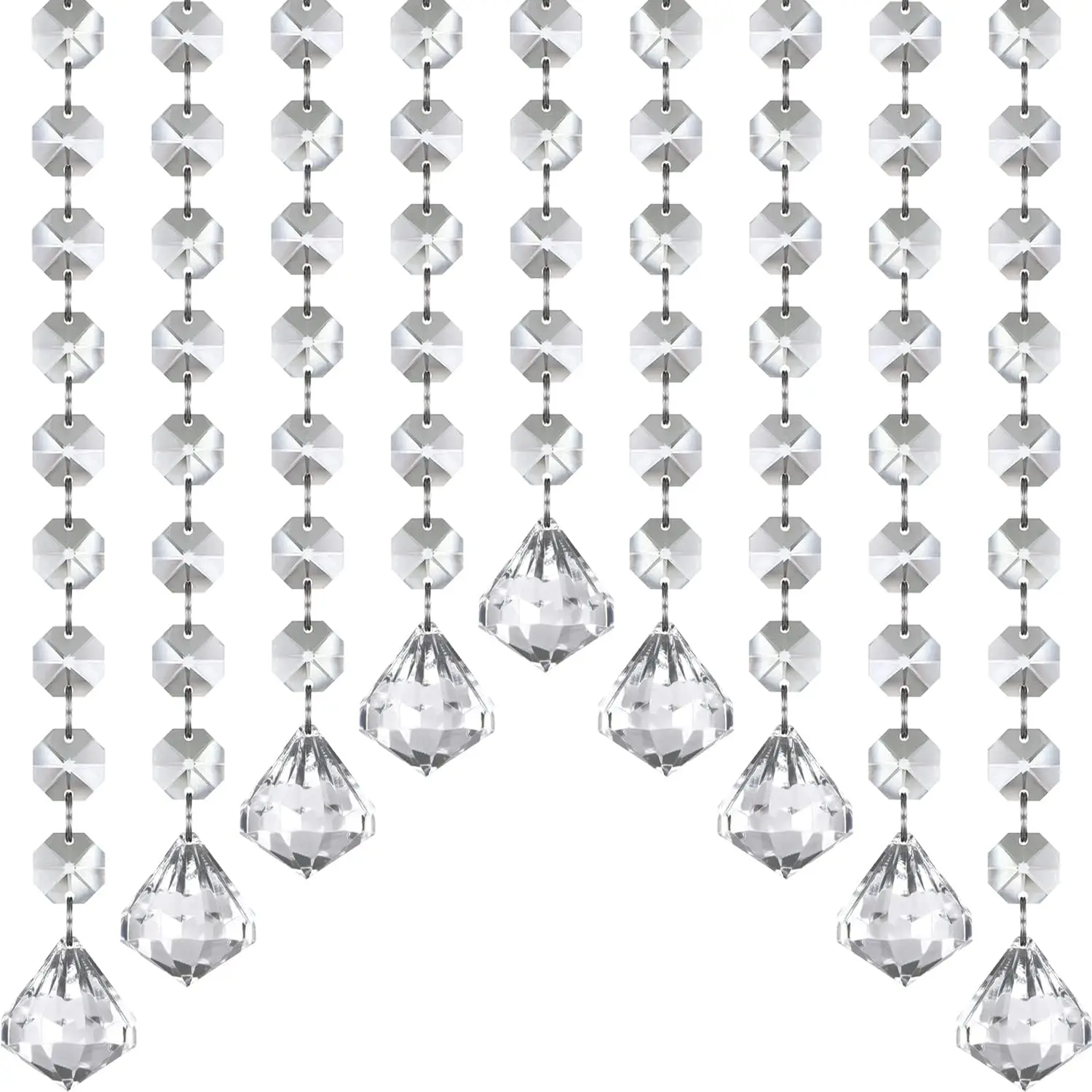 Crystal Garland Strands, Hanging Crystal Beads Strings Decorations for Centerpiece Doorway Clear Acrylic Diamond Chandelier Prisms, Gem Bead Chain Garland Curtain, Christmas Tree Ornaments