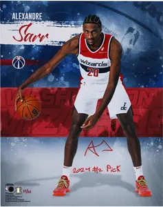 Alexandre Sarr Washington Wizards Autographed 16" x 20" Stylized Photograph with "2024 #2 Pick" Inscription - #12 of a Limited Edition of 12 - Fanatics Authentic Certified