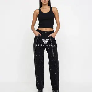 BAC Unisex Rhinestone Star Loose Straight Jeans