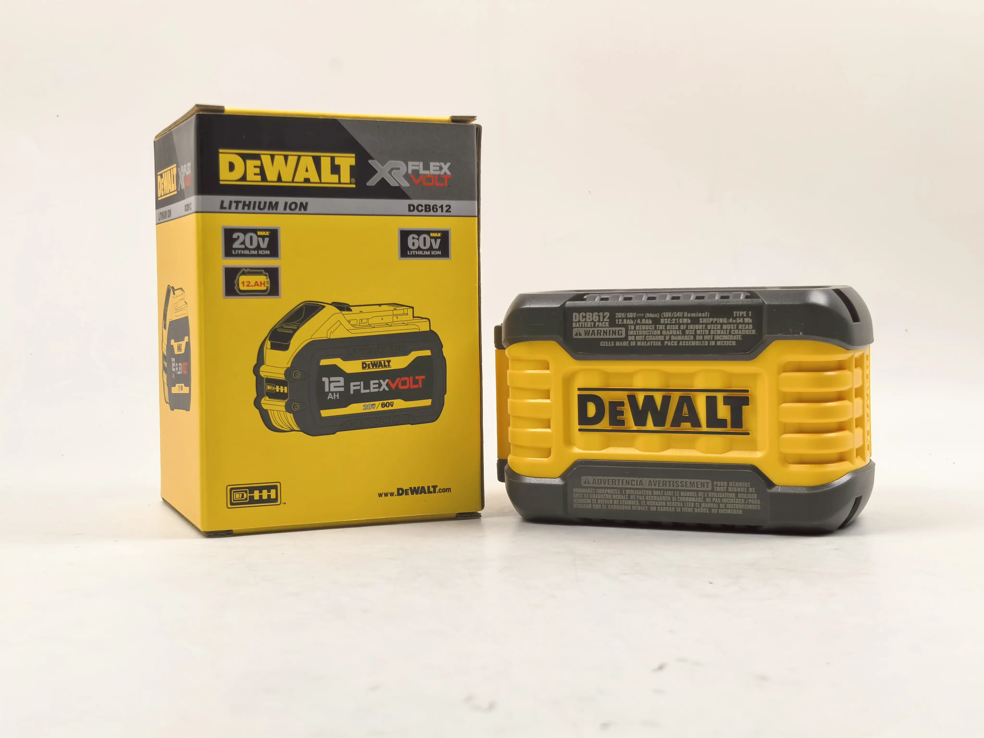 DEWALT MAX Flexvolt 12.0ah 20/60V DCB612 Lithium-Ion Battery Cordless Drill Battery DEWALT flexvolt 60V  Battery Durable High-Capacity Lithium-ion Battery for Power Tools Li-ion Batteries for Heavy Duty work