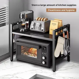 Expandable Vertical Storage Rack for Kitchen Countertop, Multi-Layer Design, Easy Assembly, Space Saving, Microwave Appliance Organizer