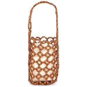 Hat Attack Isla Beaded Mini Bag in Brown